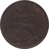 1893 FARTHING 2 ( GVF ) 62 - Farthing - Cambridgeshire Coins