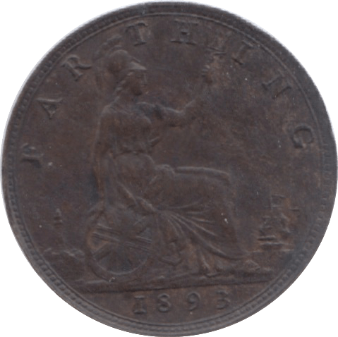1893 FARTHING ( AUNC ) 18 - Farthing - Cambridgeshire Coins