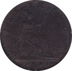 1893 FARTHING ( AUNC ) B - Farthing - Cambridgeshire Coins