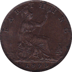 1893 FARTHING ( EF ) - Farthing - Cambridgeshire Coins