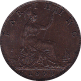 1893 FARTHING ( EF ) - Farthing - Cambridgeshire Coins