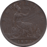 1893 FARTHING ( FAIR ) - Farthing - Cambridgeshire Coins