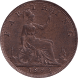 1893 FARTHING ( UNC ) - Farthing - Cambridgeshire Coins