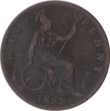 1893 HALFPENNY ( FINE ) - Halfpenny - Cambridgeshire Coins
