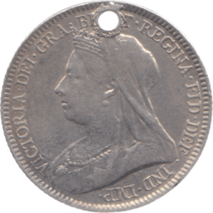 1893 HOLED SIXPENCE ( GVF ) REF 31 - Sixpence - Cambridgeshire Coins