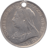 1893 HOLED SIXPENCE ( GVF ) REF 31 - Sixpence - Cambridgeshire Coins