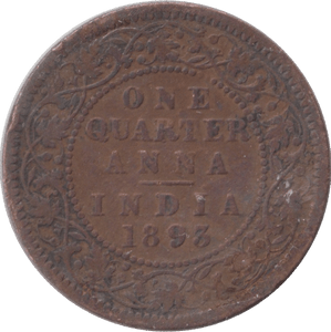 1893 INDIA 1/4 ANNA - WORLD COINS - Cambridgeshire Coins