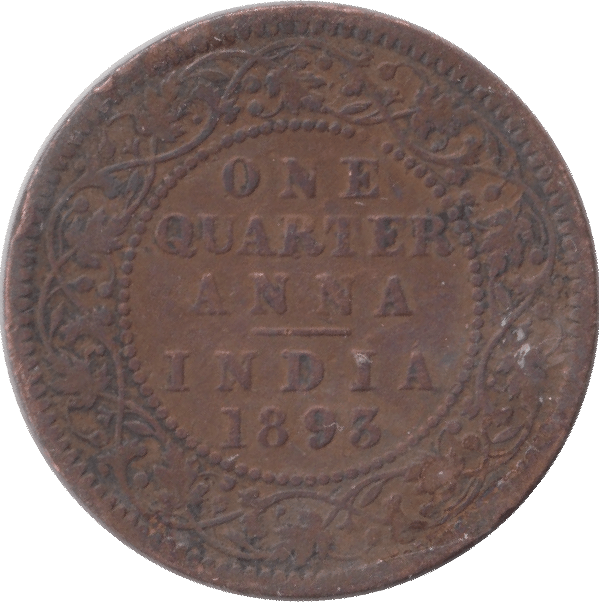 1893 INDIA 1/4 ANNA - WORLD COINS - Cambridgeshire Coins