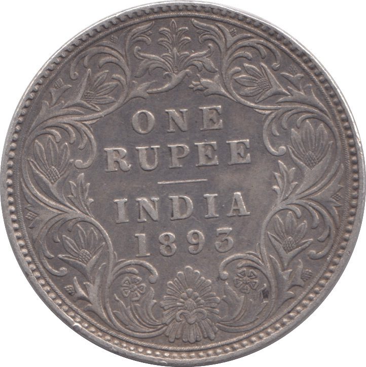 1893 INDIAN SILVER ONE RUPEE - SILVER WORLD COINS - Cambridgeshire Coins