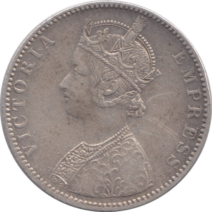 1893 INDIAN SILVER ONE RUPEE - SILVER WORLD COINS - Cambridgeshire Coins