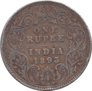 1893 INDIAN SILVER ONE RUPEE - SILVER WORLD COINS - Cambridgeshire Coins