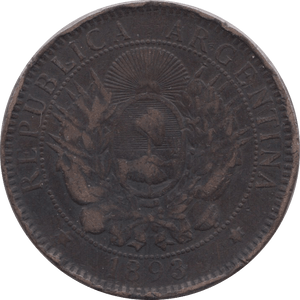 1893 REPUBLIC ARGENTINA 2 CENTAVOS - WORLD COINS - Cambridgeshire Coins