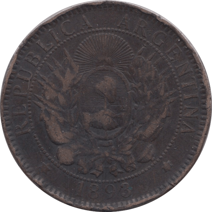 1893 REPUBLIC ARGENTINA 2 CENTAVOS - WORLD COINS - Cambridgeshire Coins