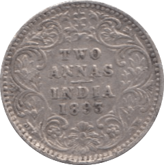 1893 SILVER 2 ANNAS BRITIH INDIA - SILVER WORLD COINS - Cambridgeshire Coins