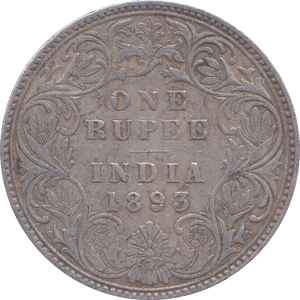1893 SILVER ONE RUPEE INDIA - SILVER WORLD COINS - Cambridgeshire Coins