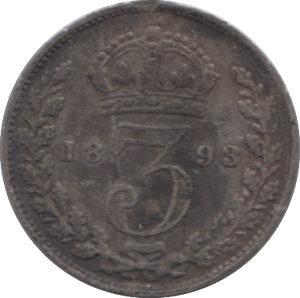 1893 SILVER THREEPENCE ( FAIR ) - Threepence - Cambridgeshire Coins