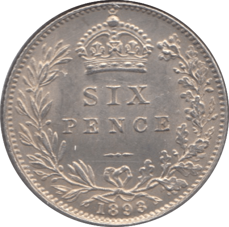 1893 SIXPENCE ( UNC ) 3 - Sixpence - Cambridgeshire Coins