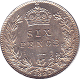 1893 SIXPENCE ( UNC ) - Sixpence - Cambridgeshire Coins