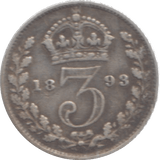 1893 THREEPENCE ( FINE ) - Threepence - Cambridgeshire Coins