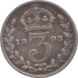 1893 THREEPENCE ( FINE ) - Threepence - Cambridgeshire Coins
