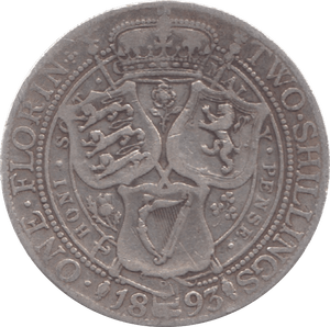 1893 TWO SHILLINGS ( FINE ) - Florin - Cambridgeshire Coins