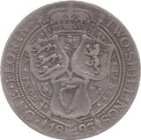 1893 TWO SHILLINGS ( FINE ) - Florin - Cambridgeshire Coins