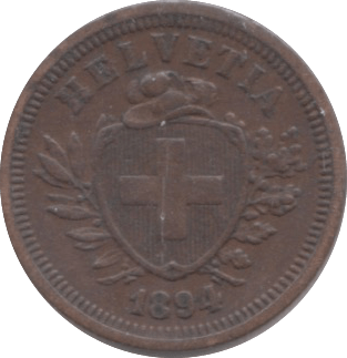1894 1 RAPPEN SWITZERLAND - WORLD COINS - Cambridgeshire Coins