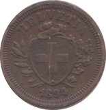 1894 1 RAPPEN SWITZERLAND - WORLD COINS - Cambridgeshire Coins