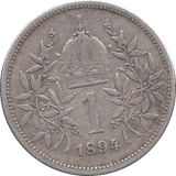 1894 .835 SILVER KRONE AUSTRIA REF H52 - SILVER WORLD COINS - Cambridgeshire Coins