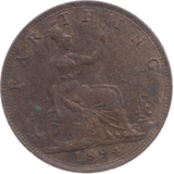 1894 FARTHING ( AUNC ) 18 - Farthing - Cambridgeshire Coins