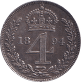 1894 FOURPENCE ( EF ) - Fourpence - Cambridgeshire Coins