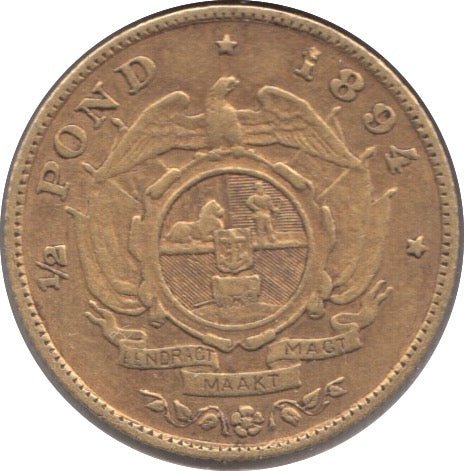 1894 GOLD 1/2 POND SOUTH AFRICA - Gold World Coins - Cambridgeshire Coins