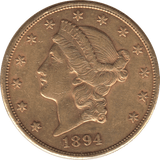 1894 GOLD 20 DOLLARS USA - Gold World Coins - Cambridgeshire Coins