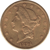 1894 GOLD 20 DOLLARS USA - Gold World Coins - Cambridgeshire Coins