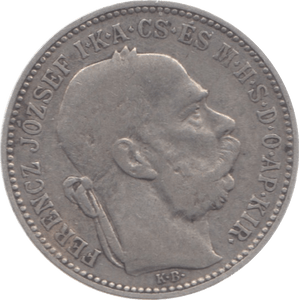 1894 HUNGARY SILVER ONE KORONA - SILVER WORLD COINS - Cambridgeshire Coins