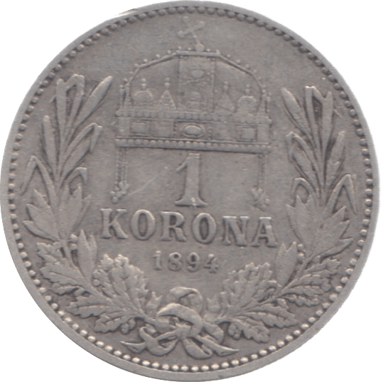 1894 HUNGARY SILVER ONE KORONA - SILVER WORLD COINS - Cambridgeshire Coins