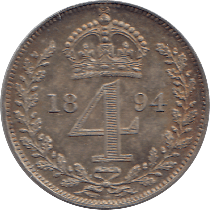 1894 MAUNDY FOURPENCE ( UNC ) - Maundy Coins - Cambridgeshire Coins