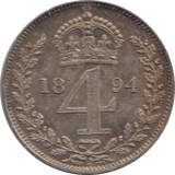 1894 MAUNDY FOURPENCE ( UNC ) - Maundy Coins - Cambridgeshire Coins