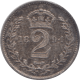 1894 MAUNDY TWOPENCE ( EF ) - Maundy Coins - Cambridgeshire Coins