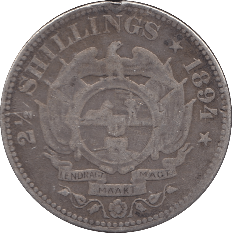 1894 SILVER 2 1/2 SHILLINGS SOUTH AFRICA - SILVER WORLD COINS - Cambridgeshire Coins