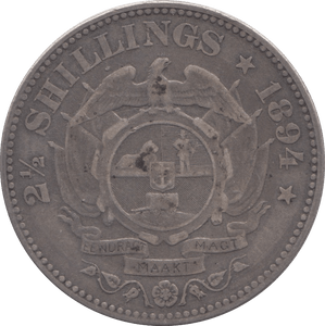 1894 SILVER 2 1/2 SHILLINGS SOUTH AFRICA - SILVER WORLD COINS - Cambridgeshire Coins