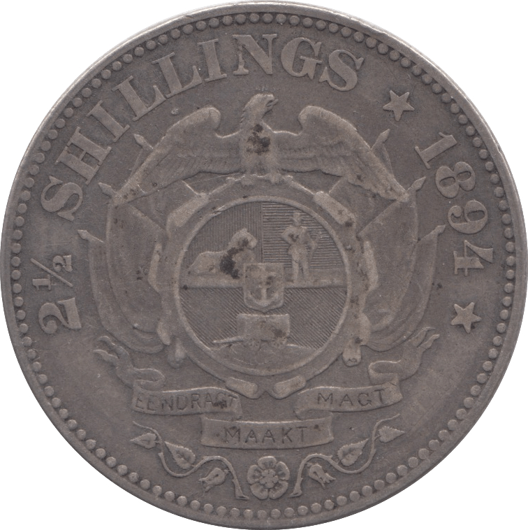 1894 SILVER 2 1/2 SHILLINGS SOUTH AFRICA - SILVER WORLD COINS - Cambridgeshire Coins