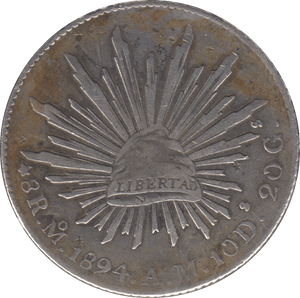1894 SILVER MEXICO 8 REALES LIBERTAD - SILVER WORLD COINS - Cambridgeshire Coins