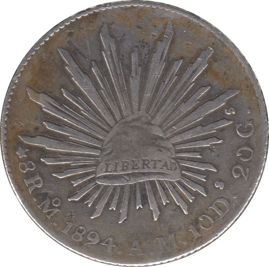 1894 SILVER MEXICO 8 REALES LIBERTAD - SILVER WORLD COINS - Cambridgeshire Coins