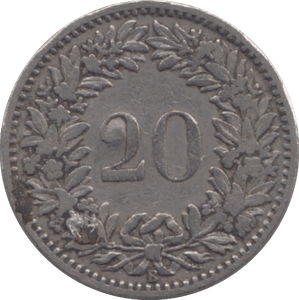 1894 SWITZERLAND 20 RAPPEN - WORLD COINS - Cambridgeshire Coins