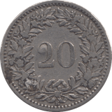 1894 SWITZERLAND 20 RAPPEN - WORLD COINS - Cambridgeshire Coins