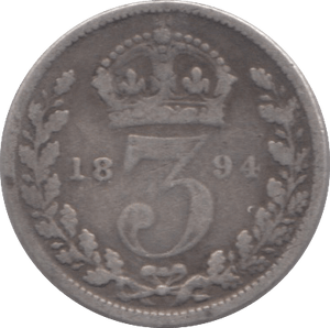 1894 THREEPENCE ( NF ) - Threepence - Cambridgeshire Coins