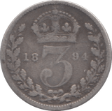 1894 THREEPENCE ( NF ) - Threepence - Cambridgeshire Coins