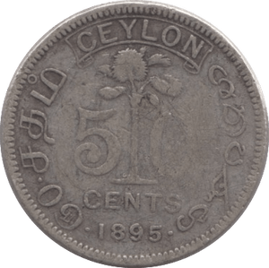 1895 CEYLON 5 CENTS - WORLD COINS - Cambridgeshire Coins