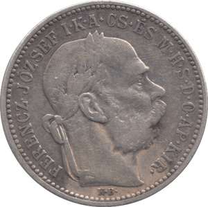 1895 HUNGARY SILVER 1 KORONA - SILVER WORLD COINS - Cambridgeshire Coins